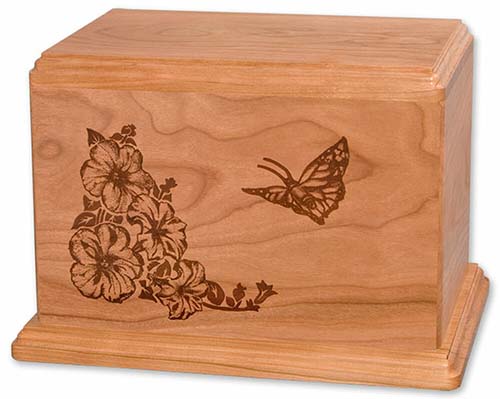 Laser Carved Wooden Butterfly Urn