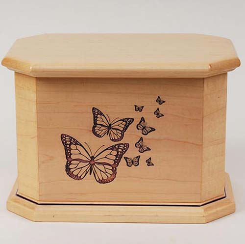 Whispers Butterfly Maple Wood Cremation Urn