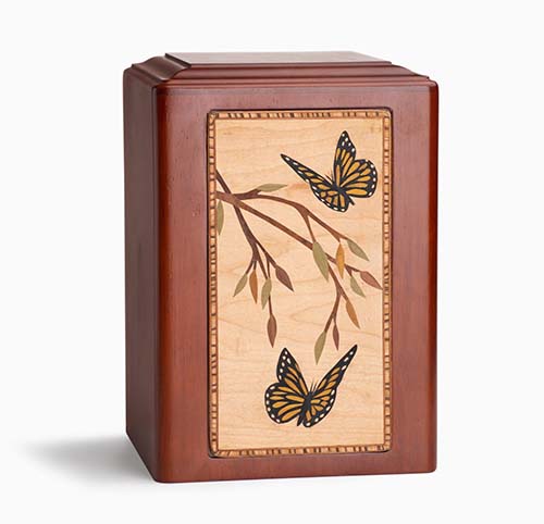 Butterfly Urns - Wooden Monarch Butterfly