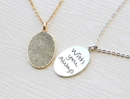 Sympathy Gifts - Custom Fingerprint Necklace