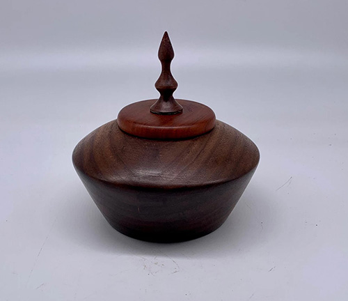 Wood Cremation Urns - Decorative Lidded Vessel Walnut Urn