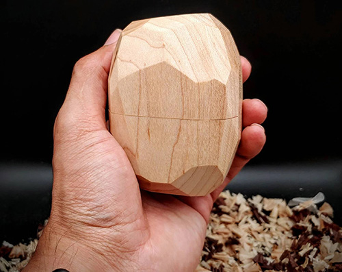 Wood Cremation Urns - Geometric Carved Keepsake Urn