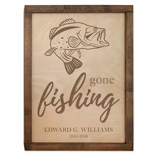Gone Fishing Cremation Urn Plaque