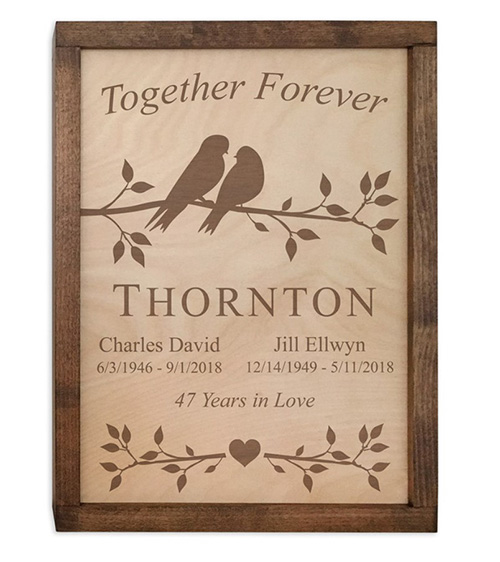 Lovebirds Companion Urn Memorial Plaque