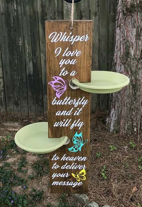 Butterfly Memorial Gifts - Wooden Butterfly Feeder