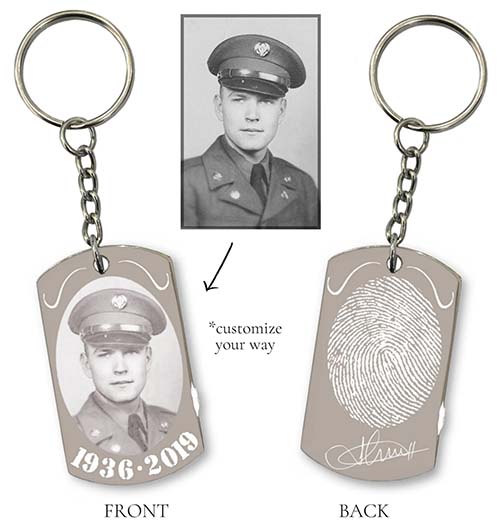 military memorial gifts - engraved photo keychain