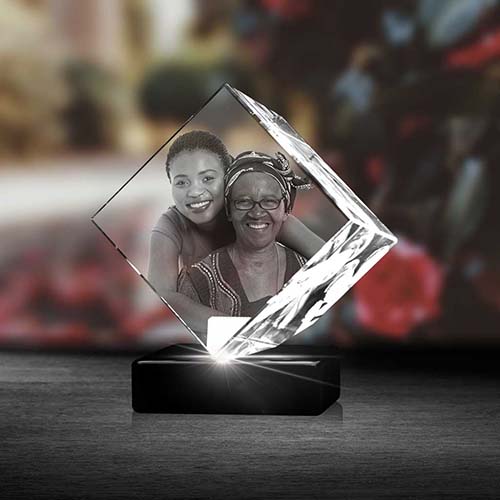 3D crystal memorial photo