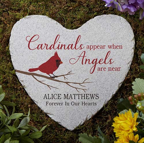 cardinals appears when angels are near garden stone