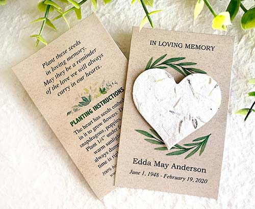 flower seed memorial cards