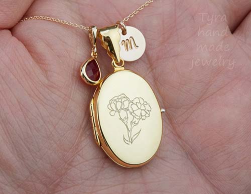 remembrance gifts - personalized birth flower locket