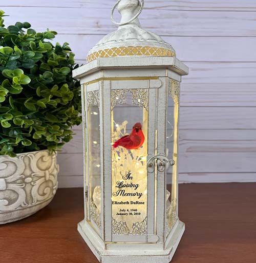 remembrance gifts - cardinal lantern