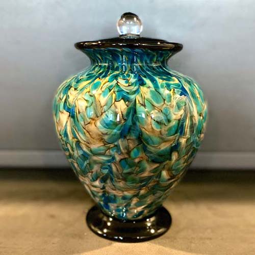 Commission a glass art cremation urn