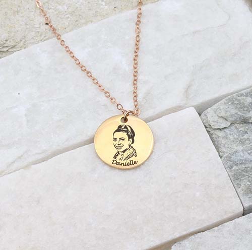 engraved photo memorial necklace