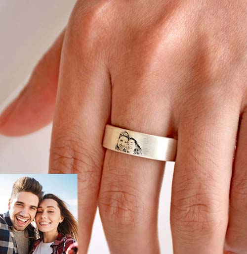engraved remembrance photo ring