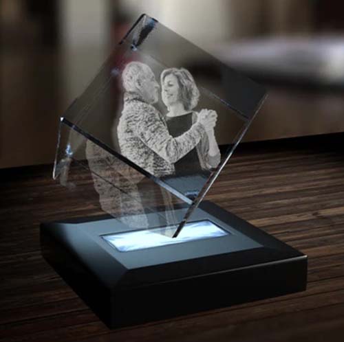 engraved crystal photo remembrance gift
