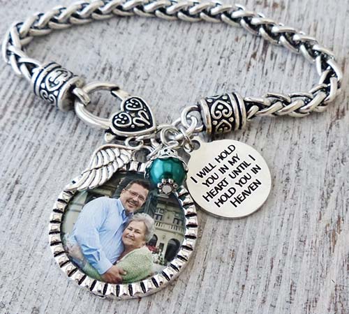 photo memorials - photo bracelet with angel wing