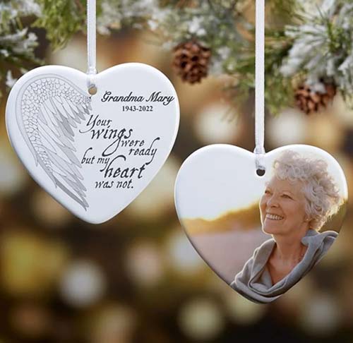 photo memorials - personalized photo memorial heart ornament
