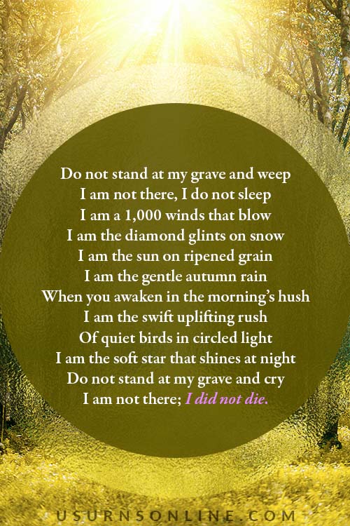 funeral poems: stand on my grave