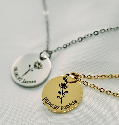 monogrammed birth flower necklace