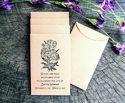 celebration of life ideas - personalized seed packets
