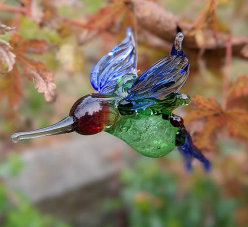 Cremation Glass Hummingbird Keepsake