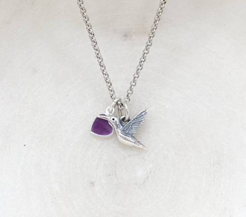 Memorial Sterling Silver Hummingbird Urn Necklace