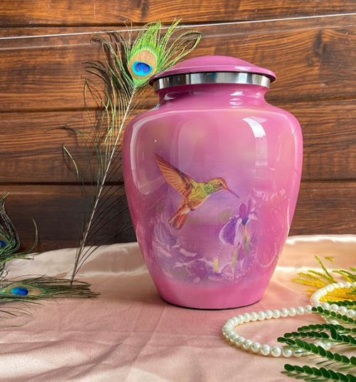 Pink Hummingbird Cremation Urn