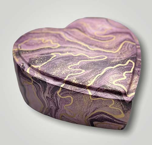 amethyst marbled purple heart cremation urn