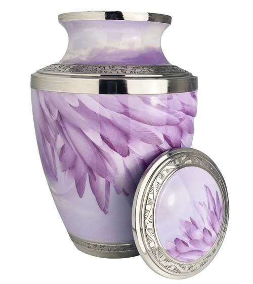 angel wing purple cremation urn