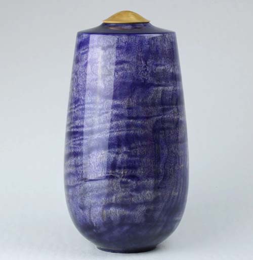 dyed english boxwood purple cremation urn