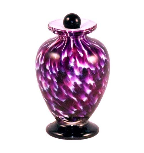handblown glass keepsake purple cremation urn