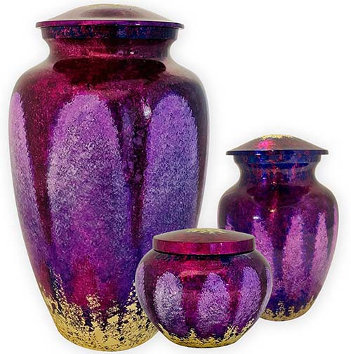 hand painted sugar plum purple cremation urn