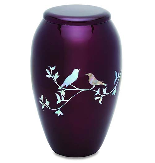 mother of pearl dove inlay purple urn