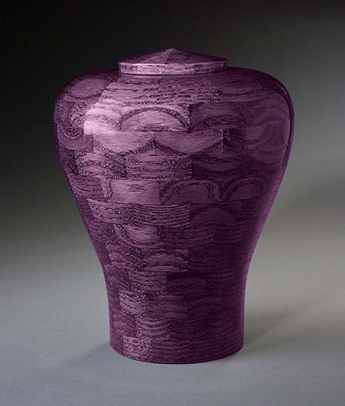 purple oak wood cremation urn