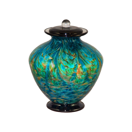 handblown glass pet urn