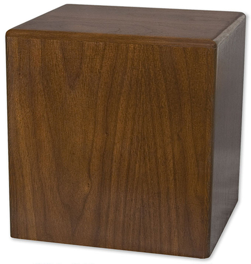 minimalistic wooden cube urn