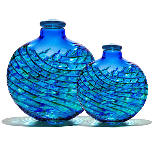 Blue Reflections Glass Urn