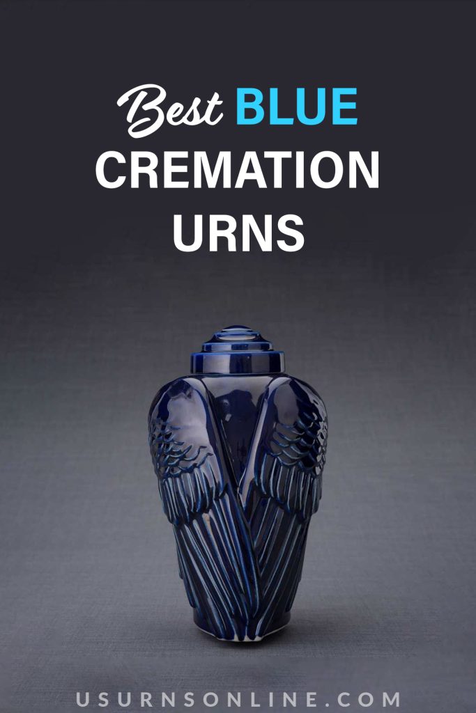 blue cremation urns- pin it image