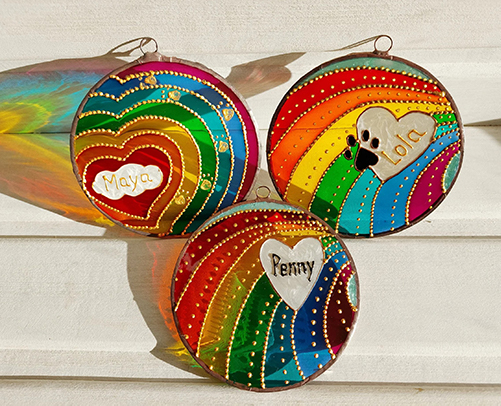 Custom Rainbow Paw Print Sun Catcher