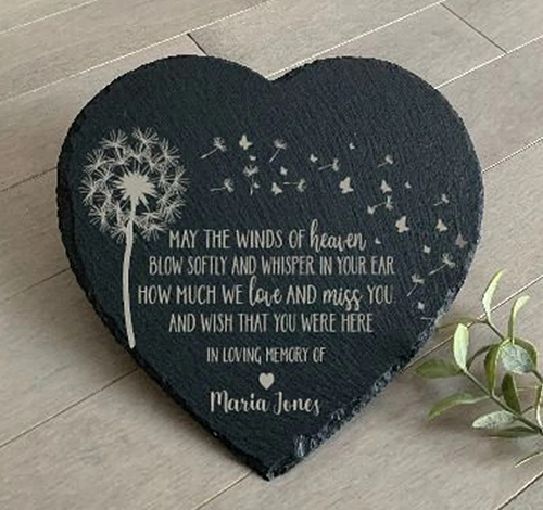 Dandelion & Heart Shaped Slate Marker