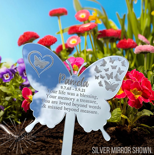 Engraved Mirror Butterfly Plaque