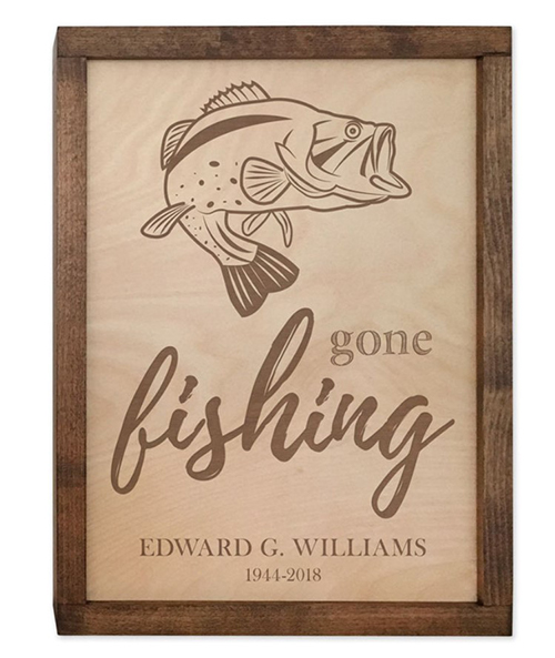 Gone Fishing Wall Mounted Urn Plaque