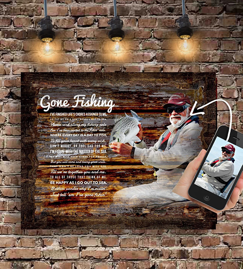 Gone Fishing Wooden Plaque
