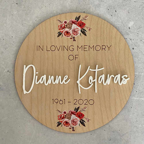 Laser Engraved & Rose Painted Remembrance Sign