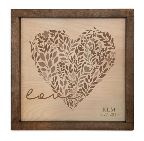 Loving Heart Floral Urn Plaque