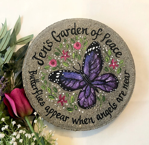 Painted Butterfly Remembrance Garden Stone