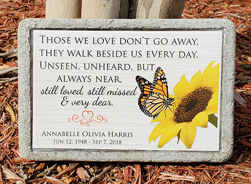 Sunflower & Monarch Butterfly Remembrance Stone