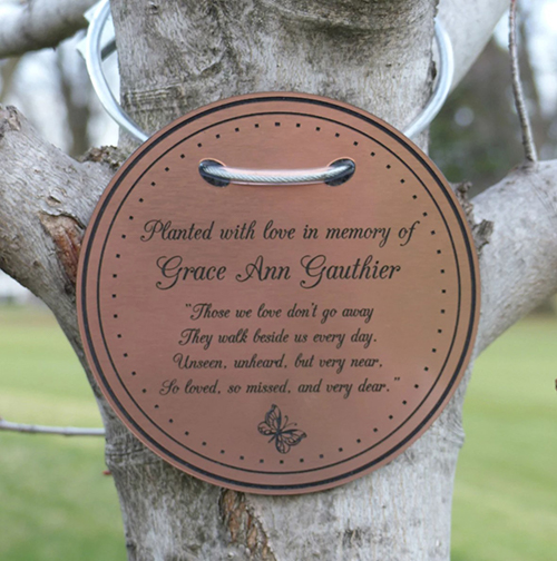 Tree Charm Memorial Tree Dedication Plaque