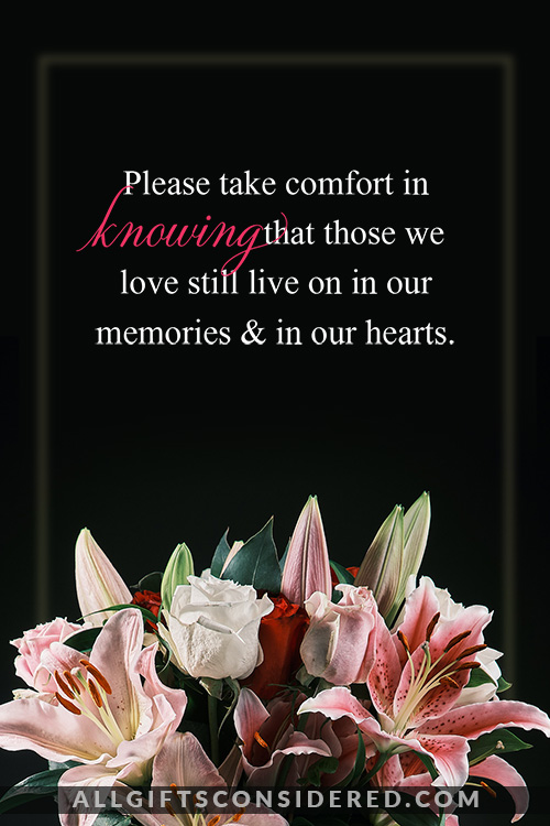 short condolences - please take comfort in