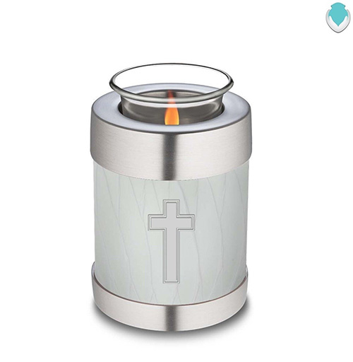 Embrace Pearl Simple Cross Tealight Urn